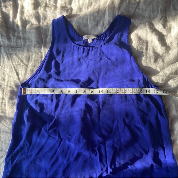 100% Silk Cobalt Blue Wilfred Aritzia Open Back Sleeveless Crew Neck Top - Picture 2 of 5